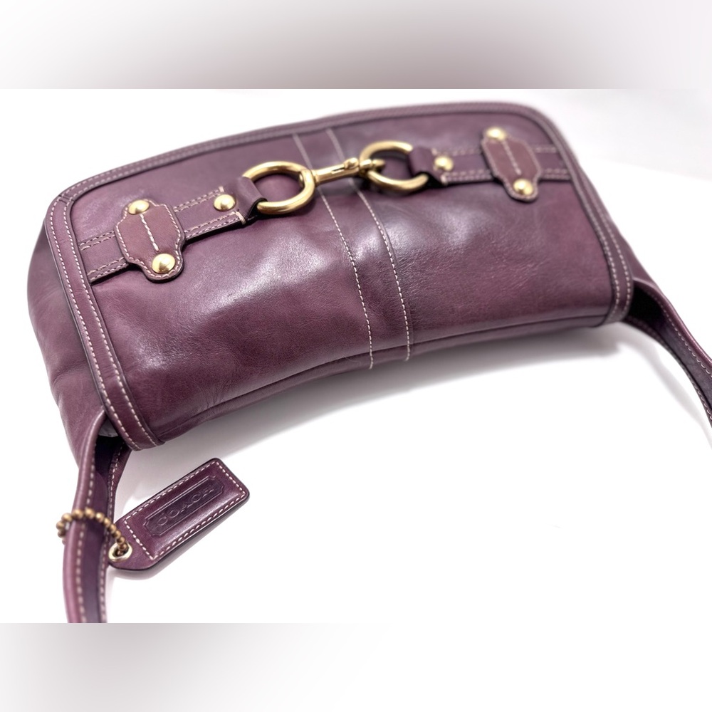 Vintage Coach Ergo Legacy XL Belted Hobo 11266 Burnished Plum Leather Y2K - Picture 13 of 15